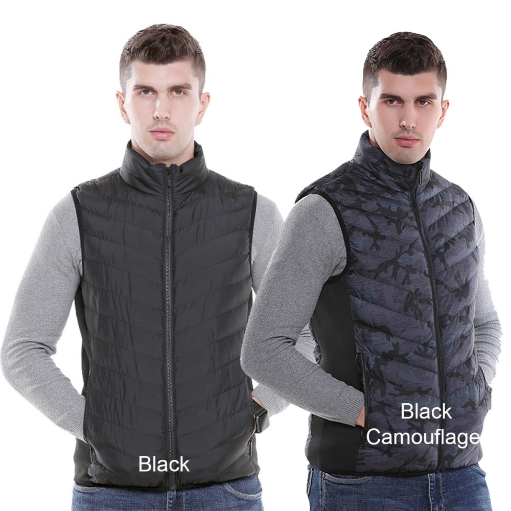 Electric USB Heated Warm Vest Men Women Rechargeable Heating Coat Racing Jacket - 3XL Black