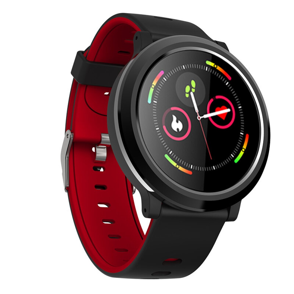 Bakeey B18 Metal Bezel Replacement Strap 3D UI HR Blood Pressure SMS Reminder Stopwatch Smart Watch - Red