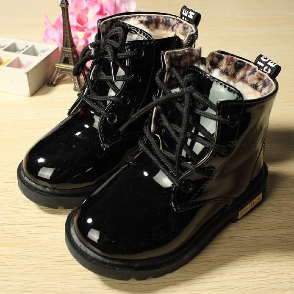 Baby Children Martin Boots Fur Leather Candy Snow Shoes - Yellow 27