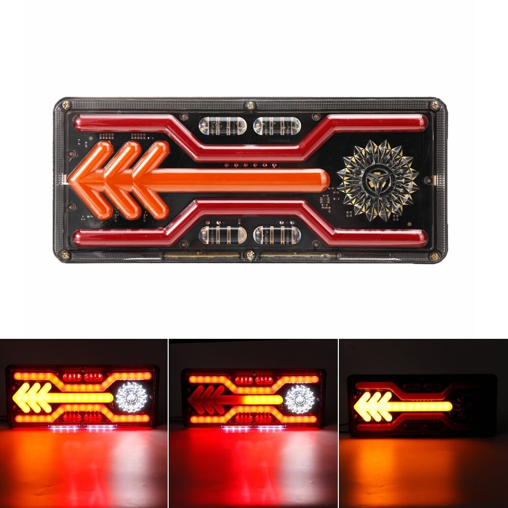 Pair 24V LED Reverse Brake Dynamic Tail Turn Signal Rear Light For Truck Trailer Lorry Tractor - 36