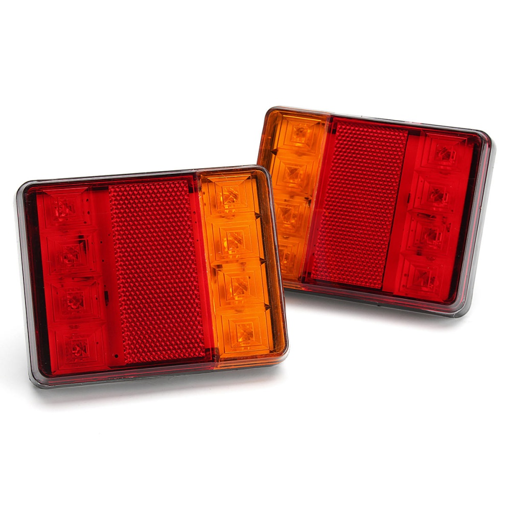 12V 8 LED Car Truck LED Rear Tail Brake Lights Warning Turn Signal Lamp Red+Yellow 2PCS for Lorry Trailer Caravans - Image 2