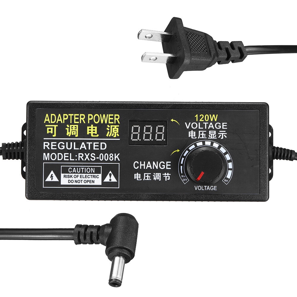 AC110-240V DC9-24V 5A/3A/1A 120W Adjustable Power Adapter Temperature Light Voltage and Speed Control Charger US Plug - 3A - Image 2