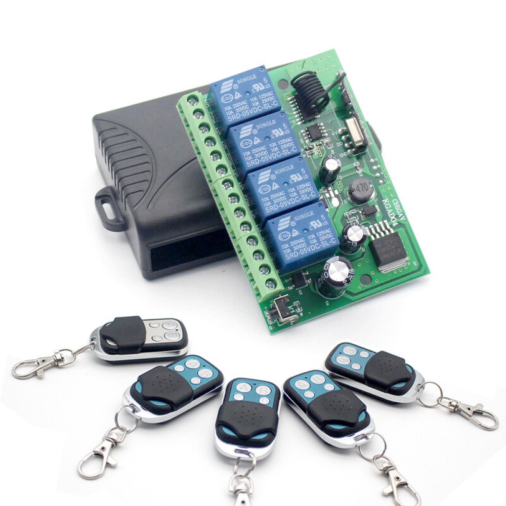 DC 12V 24V 4CH sans fil RF telecommande interrupteur systeme de securite portes de garage porte serrure electronique cle 4 boutons emetteur - interrupteur 2rf