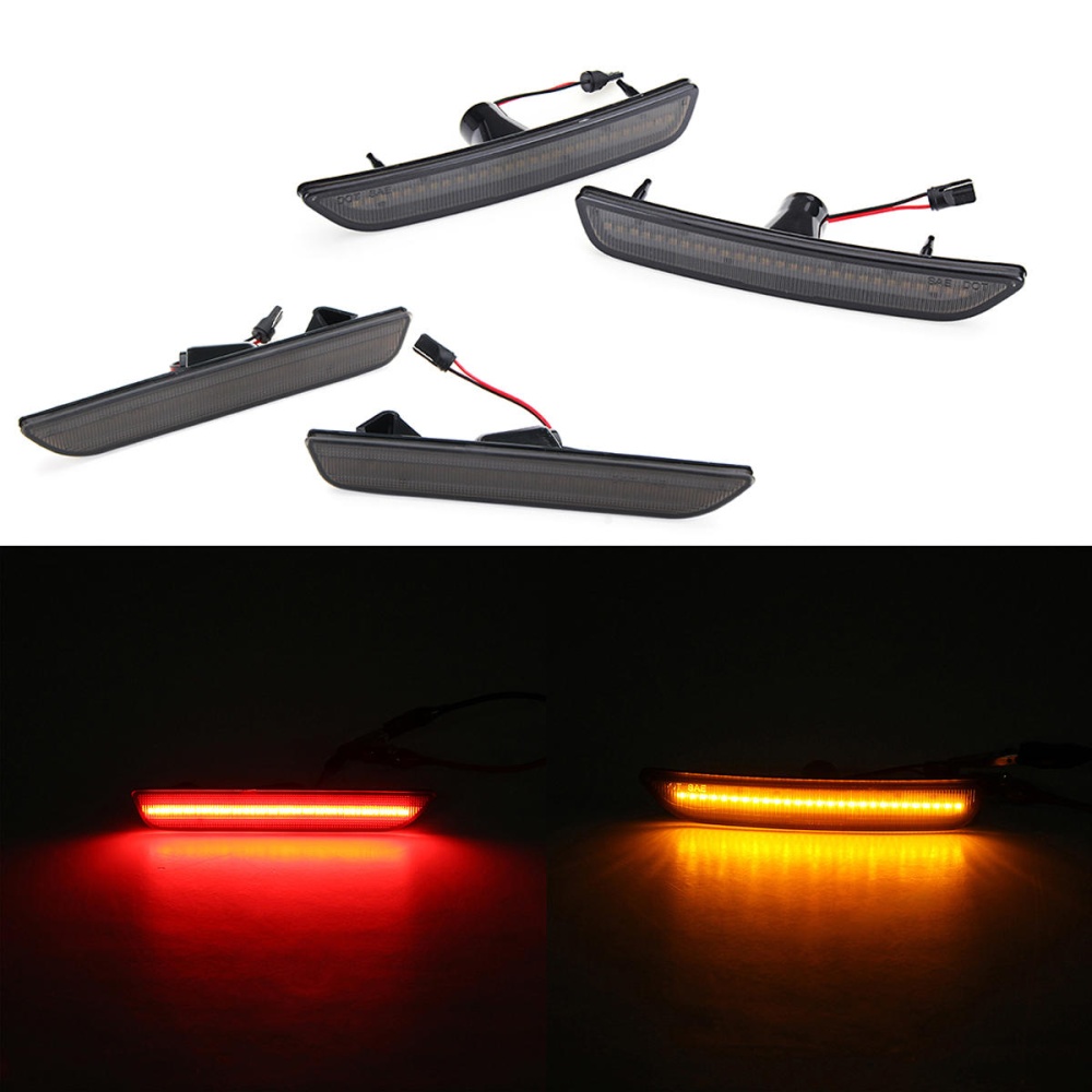 Front/Rear LED Side Marker Lights Turn Signals Lamps Smoked Pair for Ford Mustang 2010-2014 - Rear Light - Image 2