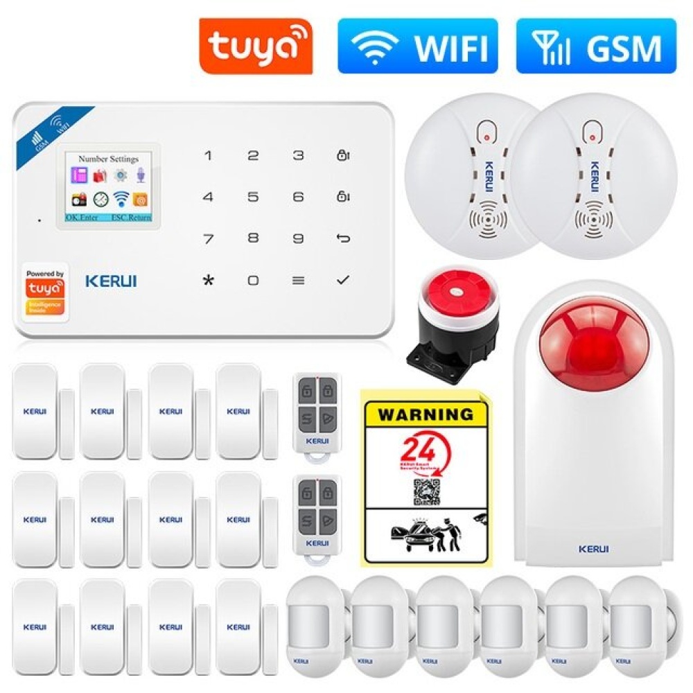 KERUI Tuya Smart WIFI GSM Security Alarm System Burglar Motion Detector Smoke Door Window Sensor Works with Alexa Home - Set 6