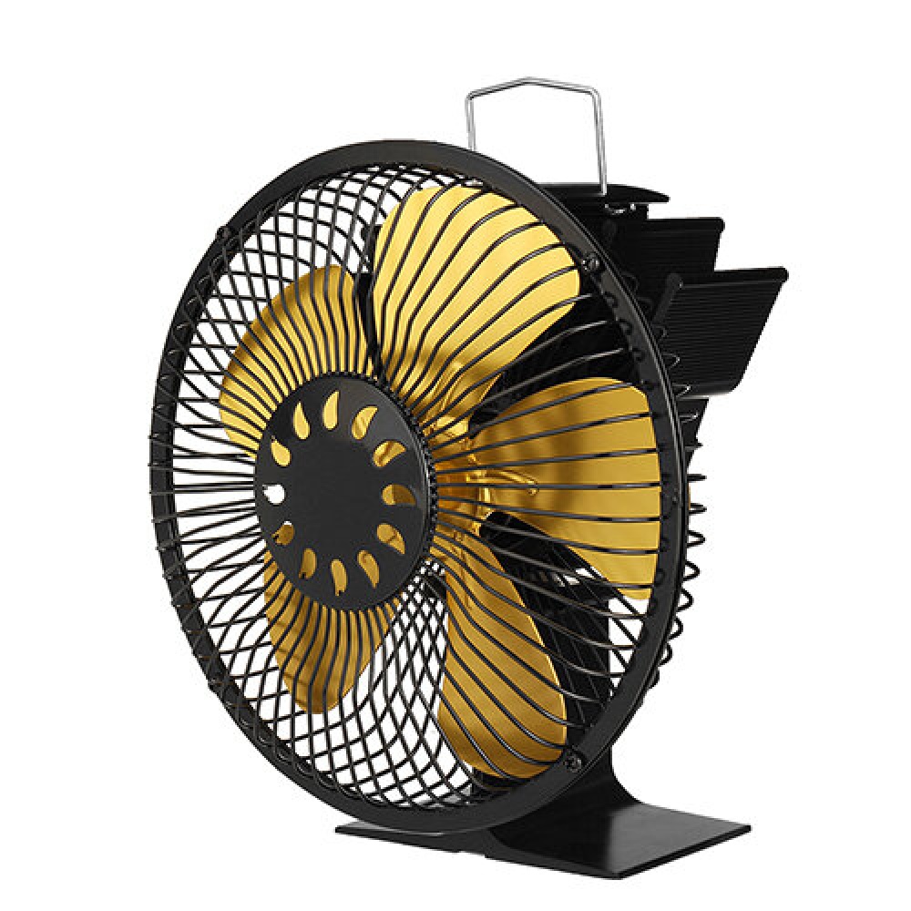 DY605 5 Leaves 5 Colors Large Air Volume Heater Stove Fireplace Fan Hot Wind with Cover - Grey