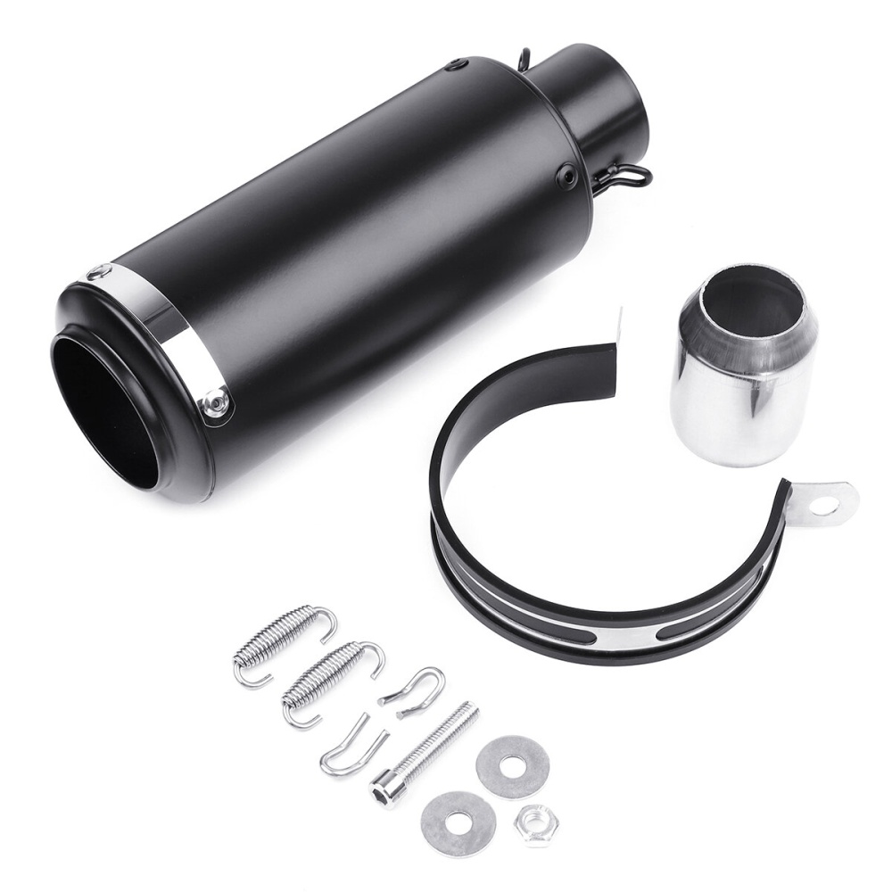 Motorcycle Stainless Steel Exhaust Muffler Pipe Silencer Removable 38mm-51mm - Silver - Image 2