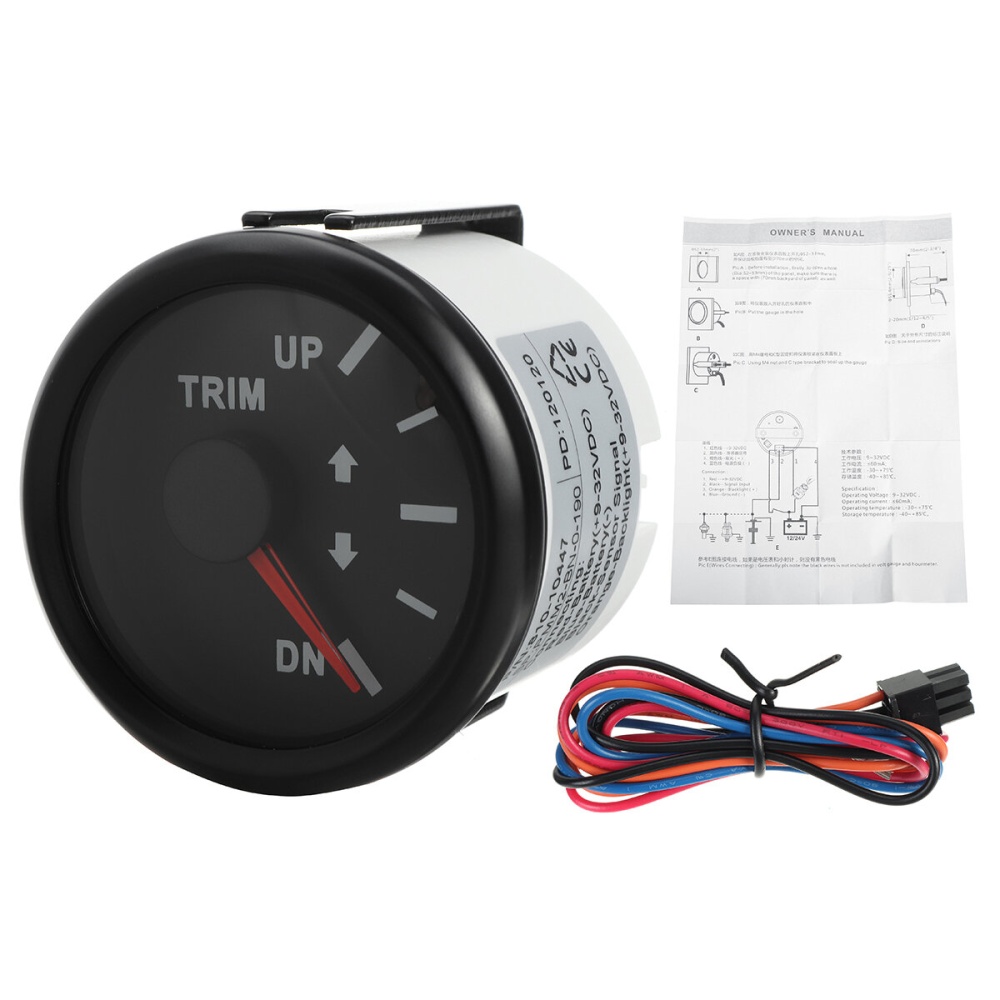 52mm 9-32V 0-190 ohm/167-10 ohm Boat Trim Level Gauge UP-DN Electric Backlights - 2 - Image 2