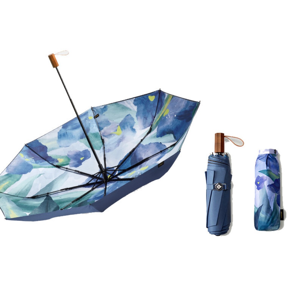 Beneunder Mini Folding Sun&Rain Umbrella UPF 50+ LRC Vinyl 99% UV Protection Double Layer 349g Printing Umbrella