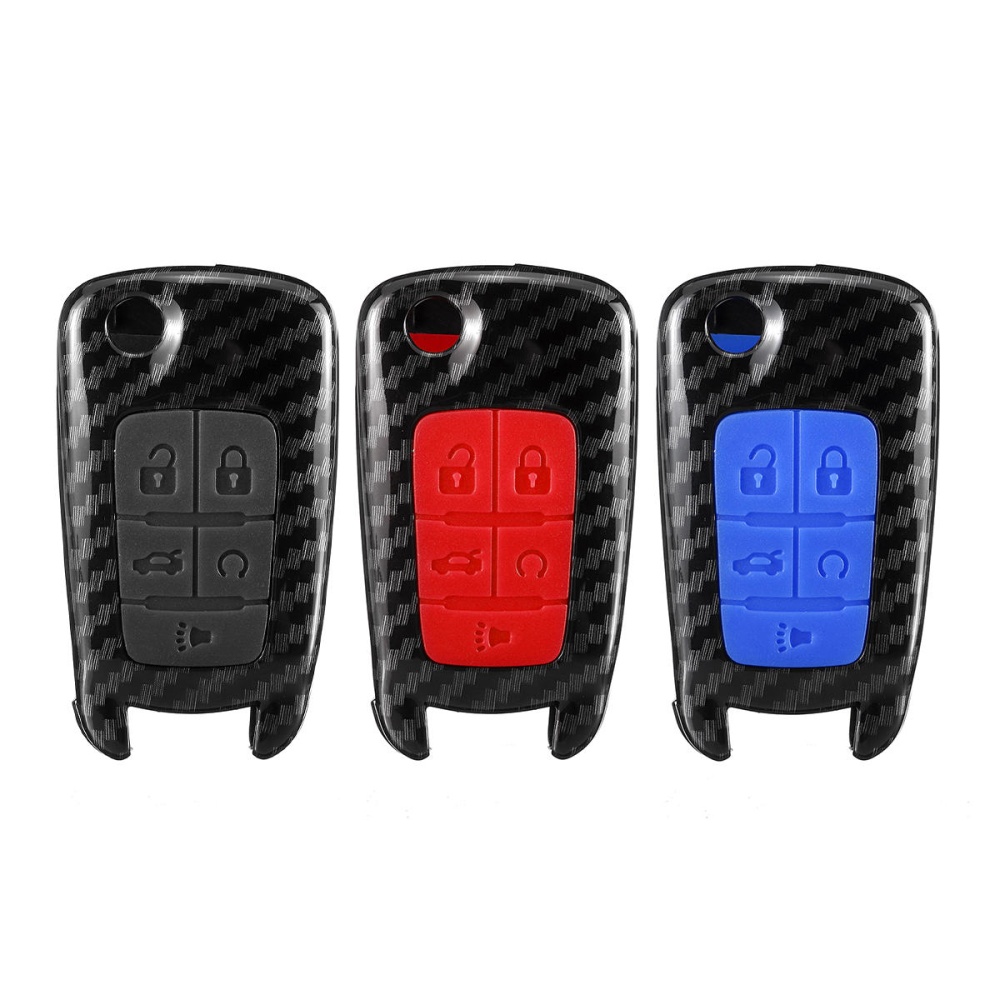 5 Buttons Carbon Fiber Car Key Fob Remote Case Cover For Chevrolet Cruze Impala Buick - Red - Image 2