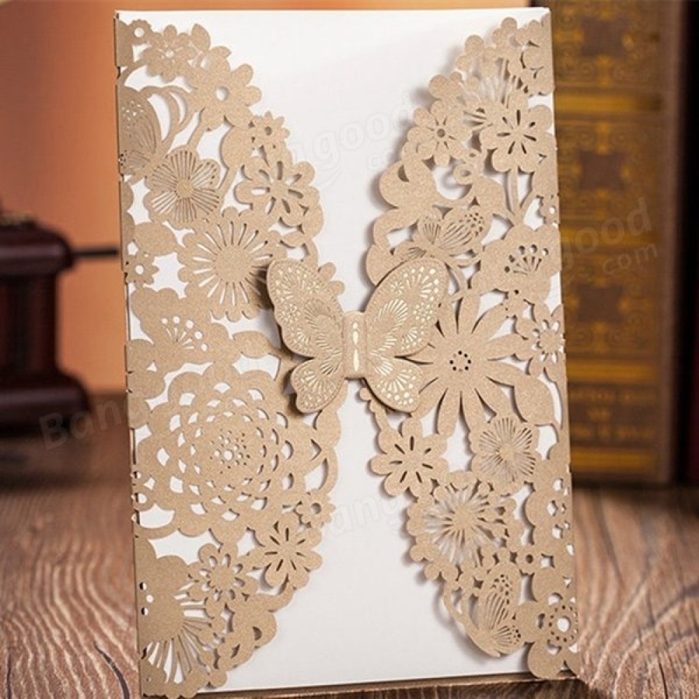 10Pcs Gold Paper Wedding Invitation Envelope Laser Cut Wedding Invitation Cards Birthday Party Card - Image 2