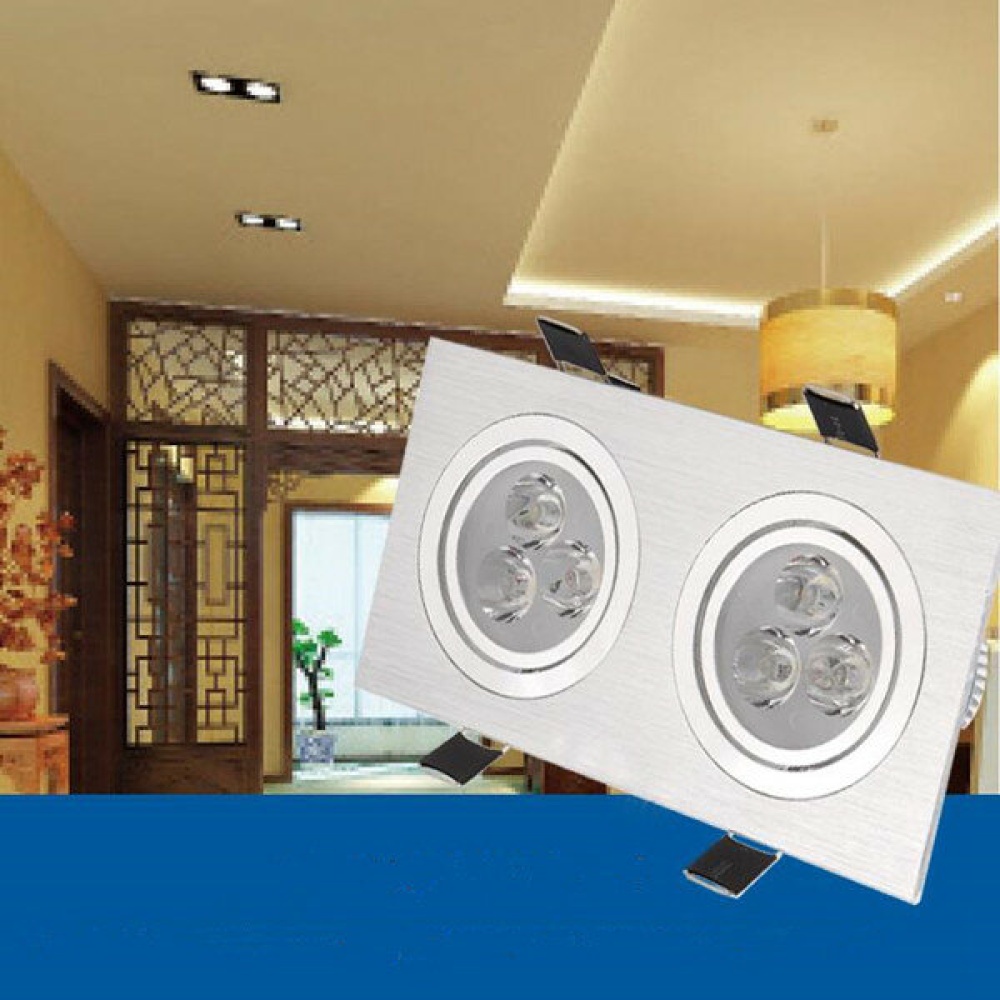 6W/10W/14W/18W/24W/30W/36W Double-heads Sliver LED Ceiling Recessed Light Down Light 85-260V - 6W White Light - Image 2