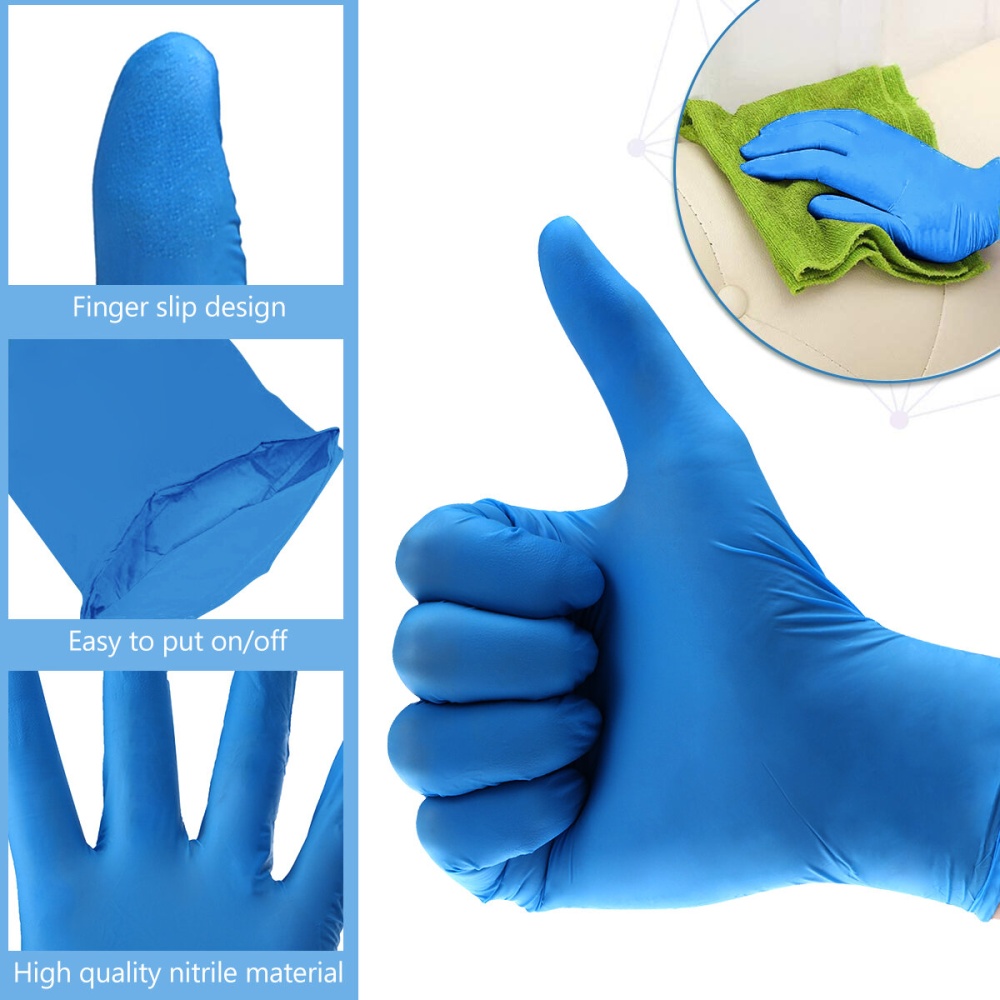 100 Pcs Nitrile Disposable Gloves Powder Free Rubber Latex Free Sterile Gloves for Picnic Food Hygiene House Cleaning - Black XL - Image 2