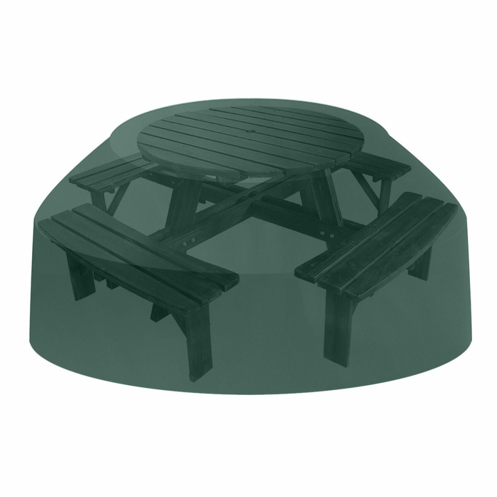 Waterproof Outdoor Motorcycle Dustproof Cover 6/8 Seater Round Tablecloth Home Picnic Table Green - 6 - Image 2