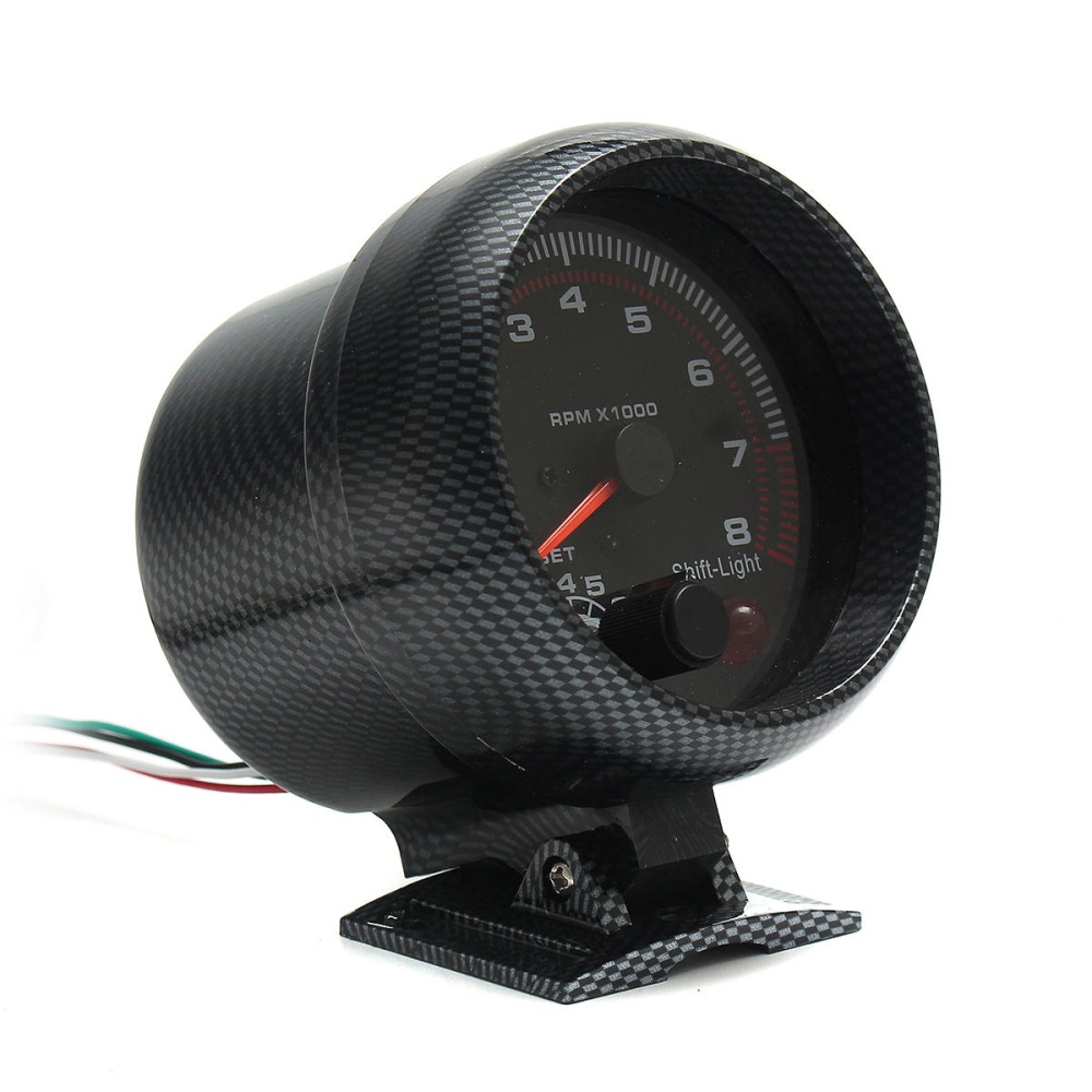 95mm 3.75 Inch Car Tachometer Tacho Gauge Meter 0-8000 RPM With LED Shift Light 12V - Image 2