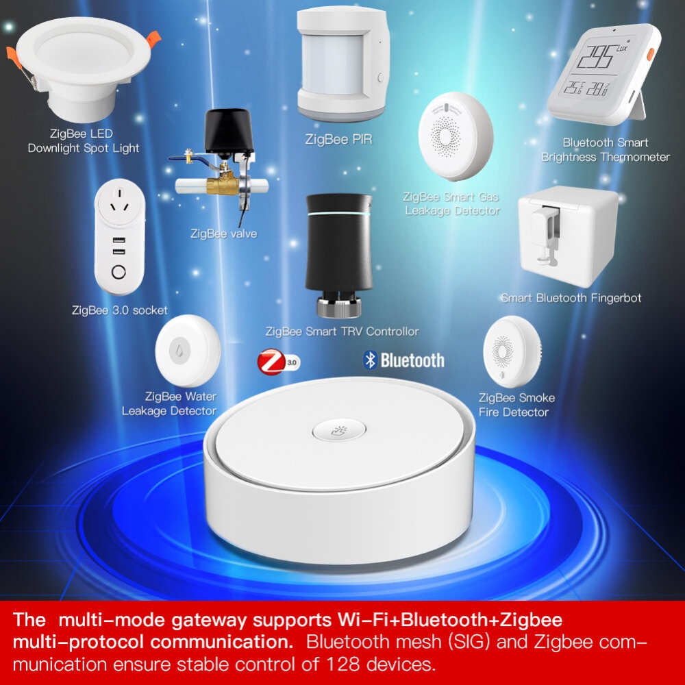 MoesHouse Tuya ZB WiFi Multi-mode Smart Gateway Bluetooth Mesh Hub Work with Smart Life App Voice Control Alexa Google Home - Image 2