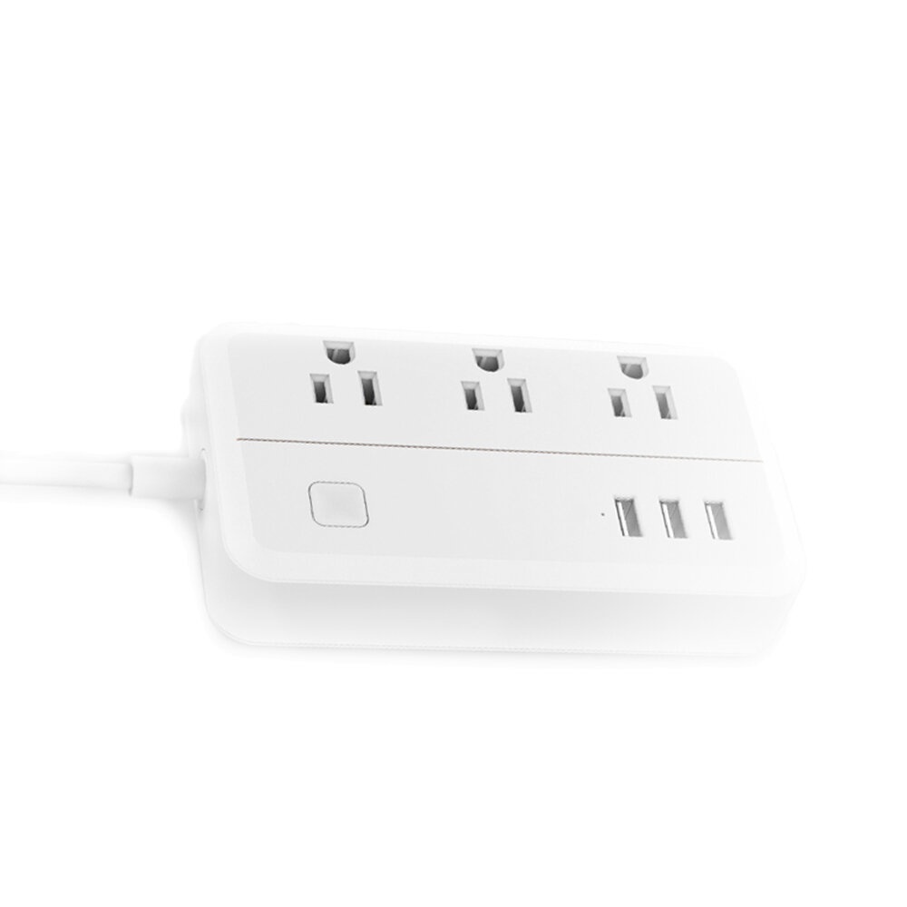 DHEKINGD D222 US Plug Sockets with 3 Outlet 3 USB Sockets Overload Switch Surge ProtectorWith Extension Cable Switch Power Outlet - US Plug - Image 2