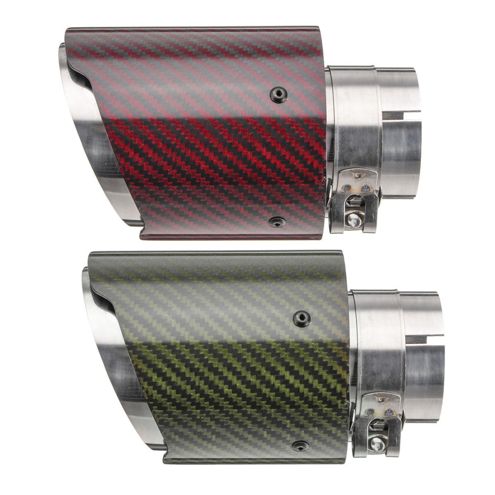 2.5 Inch 63mm Universal Car Auto Carbon Fiber Muffler Exhaust Pipe Tail End Tip - Red - Image 2