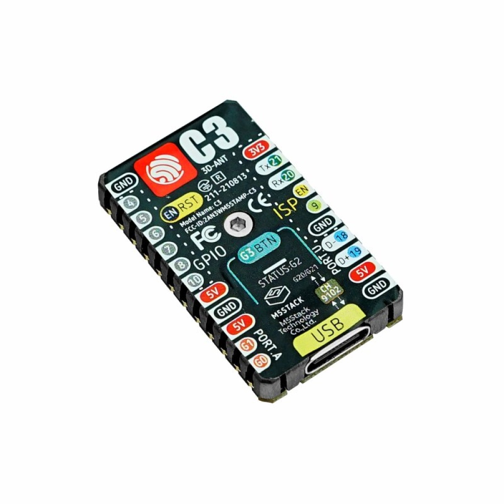 M5Stack® M5Stamp C3 ESP32 Development Board WiFi+Bluetooth Ultra-Low Power ESP32-C3 RISC-V MCU