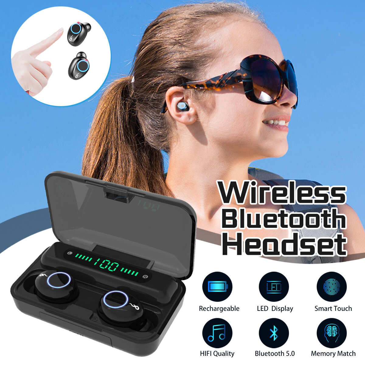 Bakeey F9 TWS True Wireless bluetooth 5.0 Headphone Hi-Fi Stereo Sound Bilateral Calls Earphone Sports Waterproof Headset - Image 2