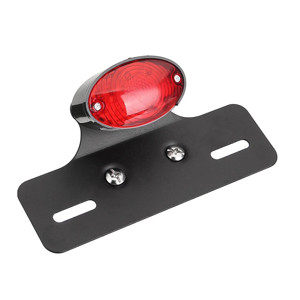 12V Motorcycle Rear Brake Stop Red Light License Plate Bracket Tail Lights Chrome/Black - Chrome - Image 2