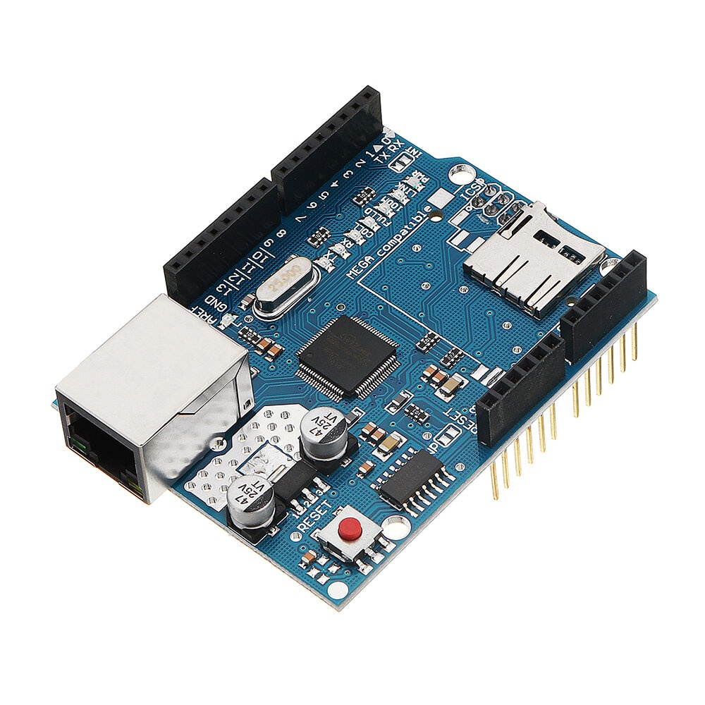 Ethernet Shield Module W5100 Micro SD Card Slot For UNO MEGA 2560 Geekcreit for Arduino - products that work with official Arduino boards