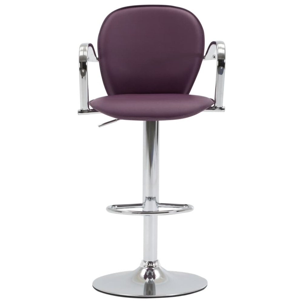 Bar stool with armrest artificial leather purple - Image 2