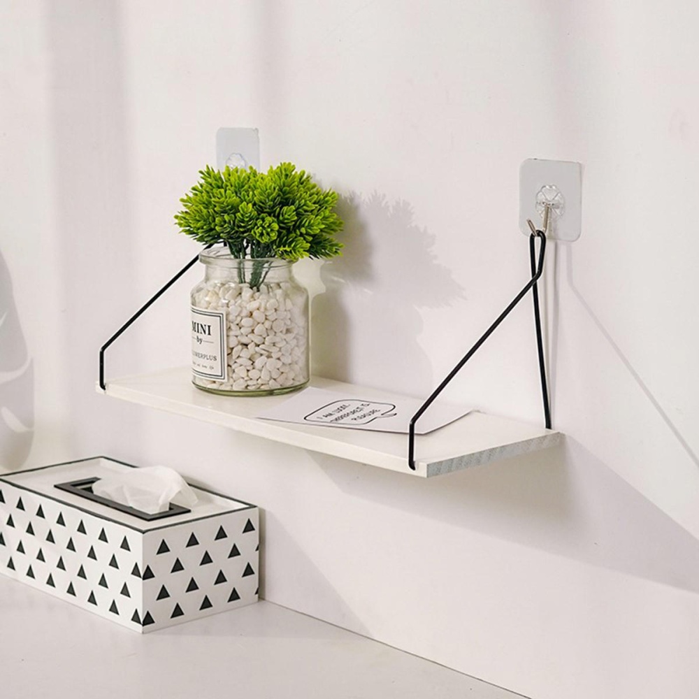 Floating Wall Shelf Mount Rack Bracket Wooden Hanging Home Decorations Storage Shelving Holder - M