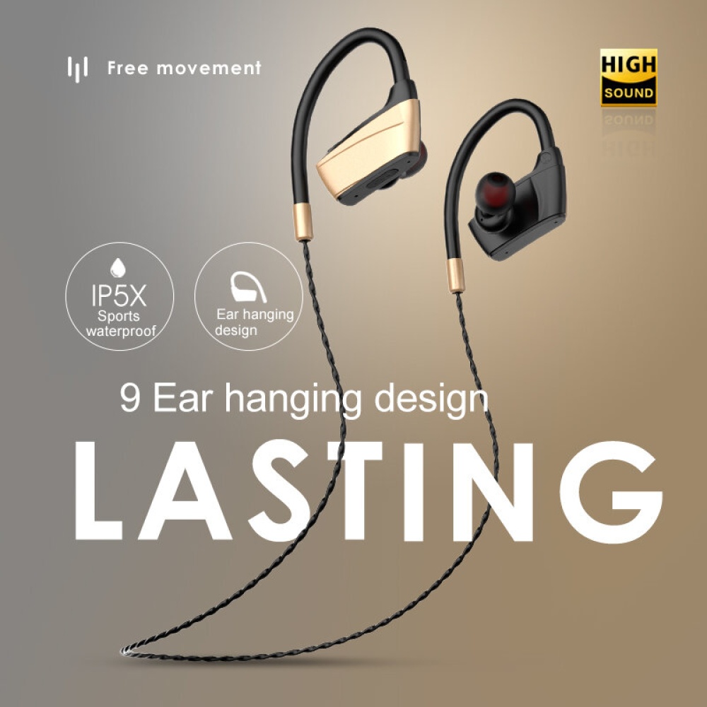 Bakeey SMA-22 Wireless Earphone bluetooth V5.0 Ear-hook 6D Stereo Sports Ear Hook Headphones Universal Earbuds With Microphone - Black Gold - Image 2