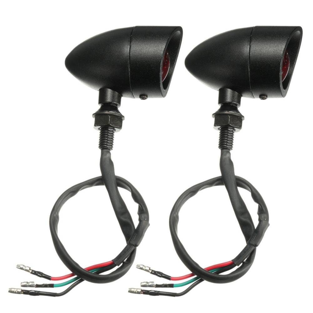 2pcs LED Turn Signals Indicator Tail Brake Red Lights Universal Motorcycle Bike - Image 2