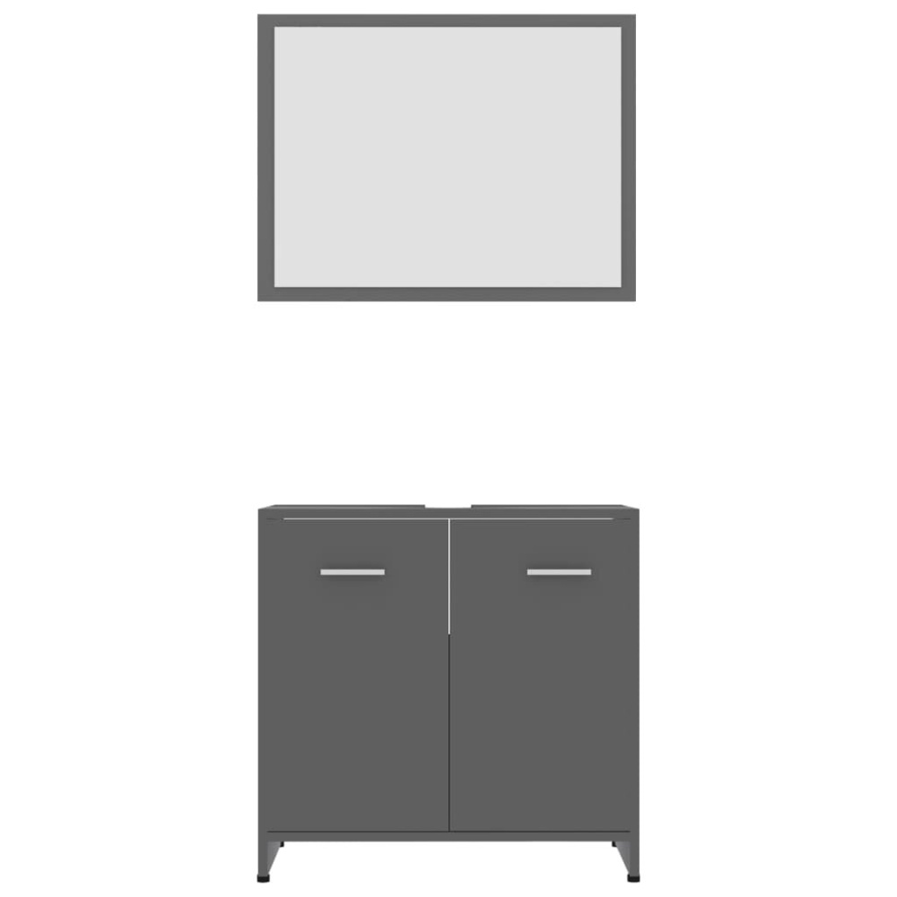 Bathroom Furniture Set Gray Chipboard - Image 2