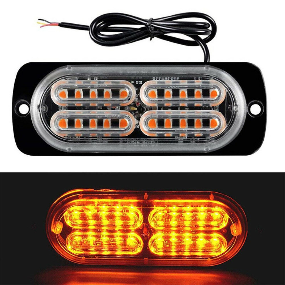 20LEDS Led Warning Light Emergency Hazard Warning Strobe Light Amber Surface Mount for Car Truck - Yellow - Image 2