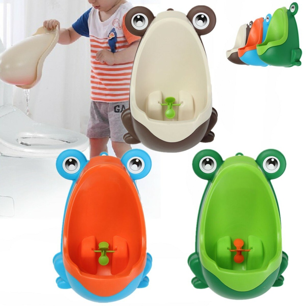 Lovely Frog Brush Cleaning Children Potty Toilet Training Kids Urinal Kid Boy Pee Removable Bathroom - Coffee - Image 2