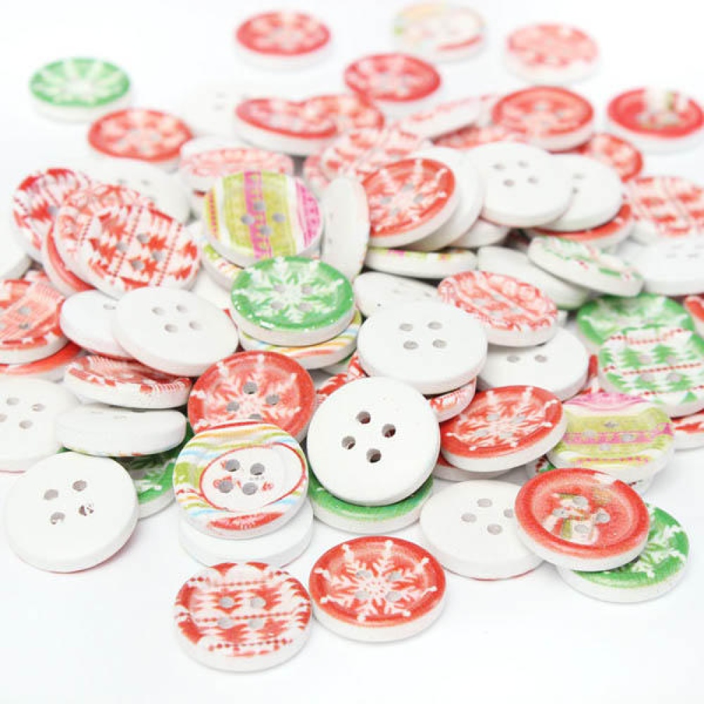 100pcs Christamas Wooden Sewing Buttons DIY Craft Purse Baby Clothes Decoration Sewing Button - Image 2