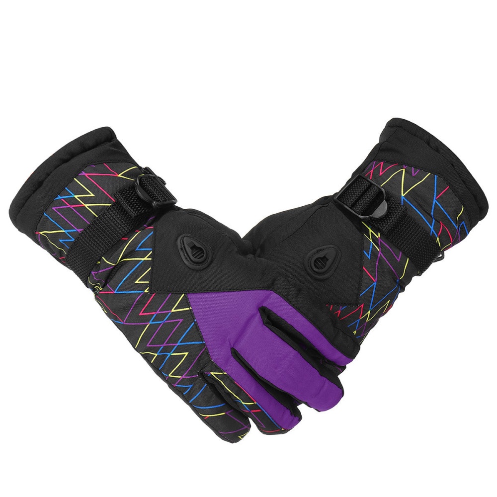 Ski Winter Warm Gloves Snow Snowboard Motorcycle Thermal Wind Waterproof Outdoor Sport - Male Purple - Image 2