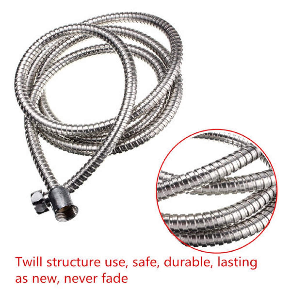 2M Long Standard Flexible Bathroom Shower Head Hose Stainless Steel Chrome Pipe - Image 2