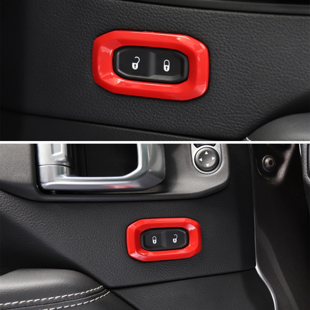 ABS Car Door Lock Switch Button Cover Moulding Trim Strip for Wrangler JL 2018 - Carbon Pattern - Image 2