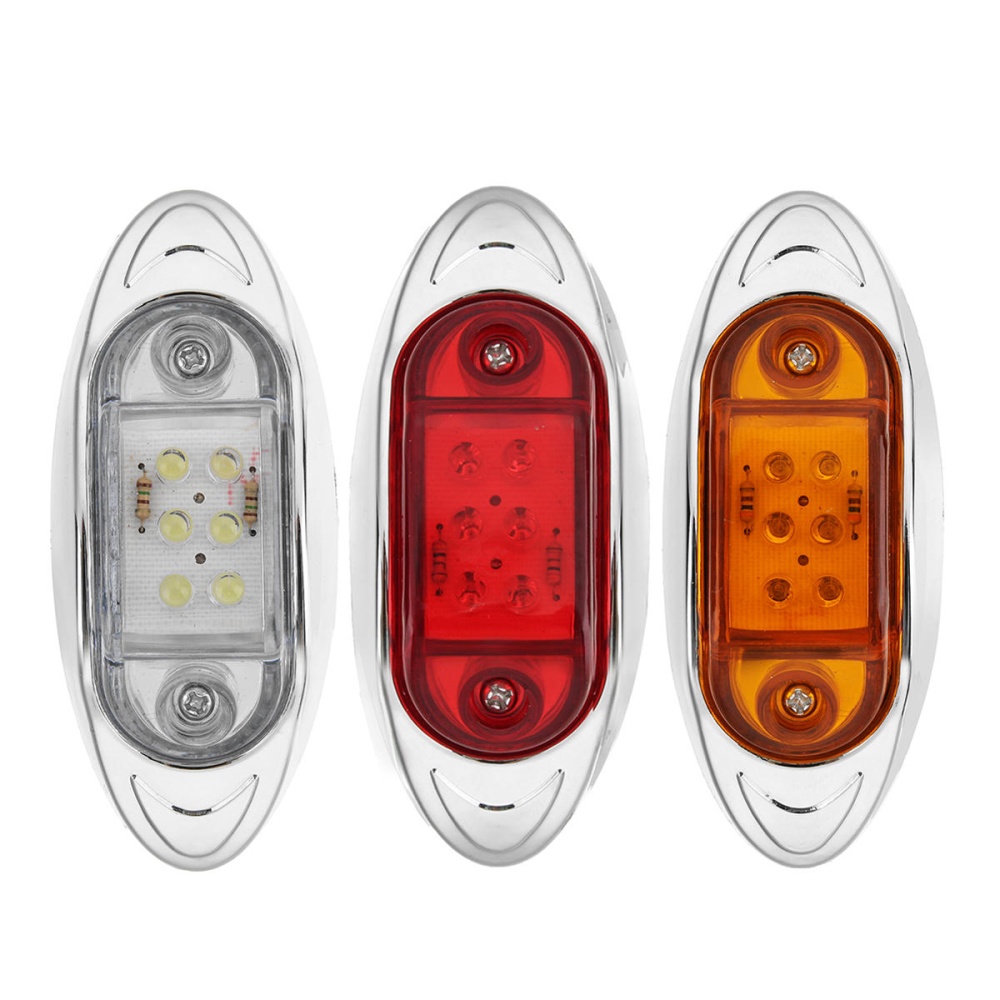 LED Car Side Marker Indicator Lights Chrome Base Lamp 12V 1PCS for Truck Trailer Lorry Van Bus - Red