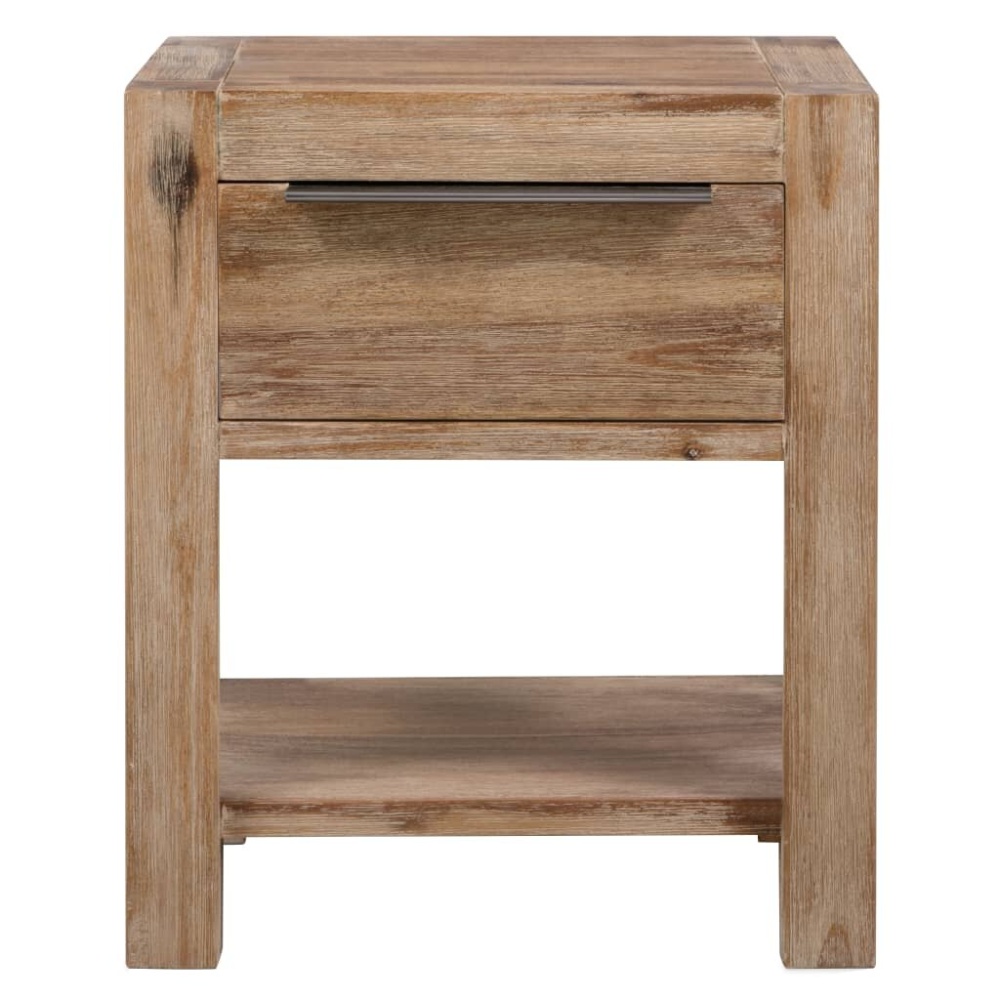 Nightstand with Drawer 15.7"x11.8"x18.9" Solid Acacia Wood - Image 2