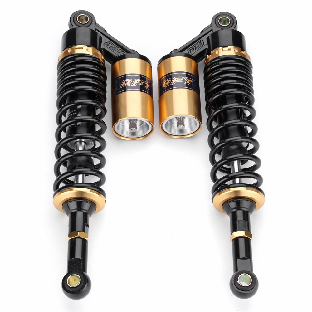 Pair 15inch 380mm Rear Air Shock Absorbers Suspension For ATV Motorcycle Dirt Bike - Black Silver