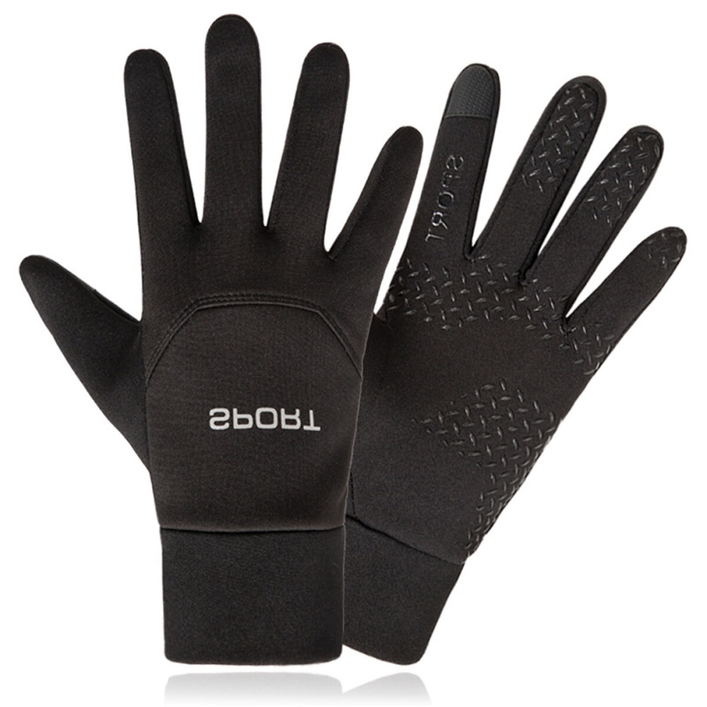 Winter Touch Screen Gloves Windproof Warm Anti-slip Cycling Climbing Hiking Sports - Black 1 M - Image 2