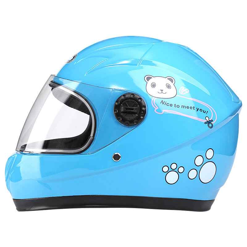 Nuoman Motorcycle Riding Electric Bike Helmet Children Outdoor Safety Motorcycle Kids Children Cute Bear Helmet - Blue