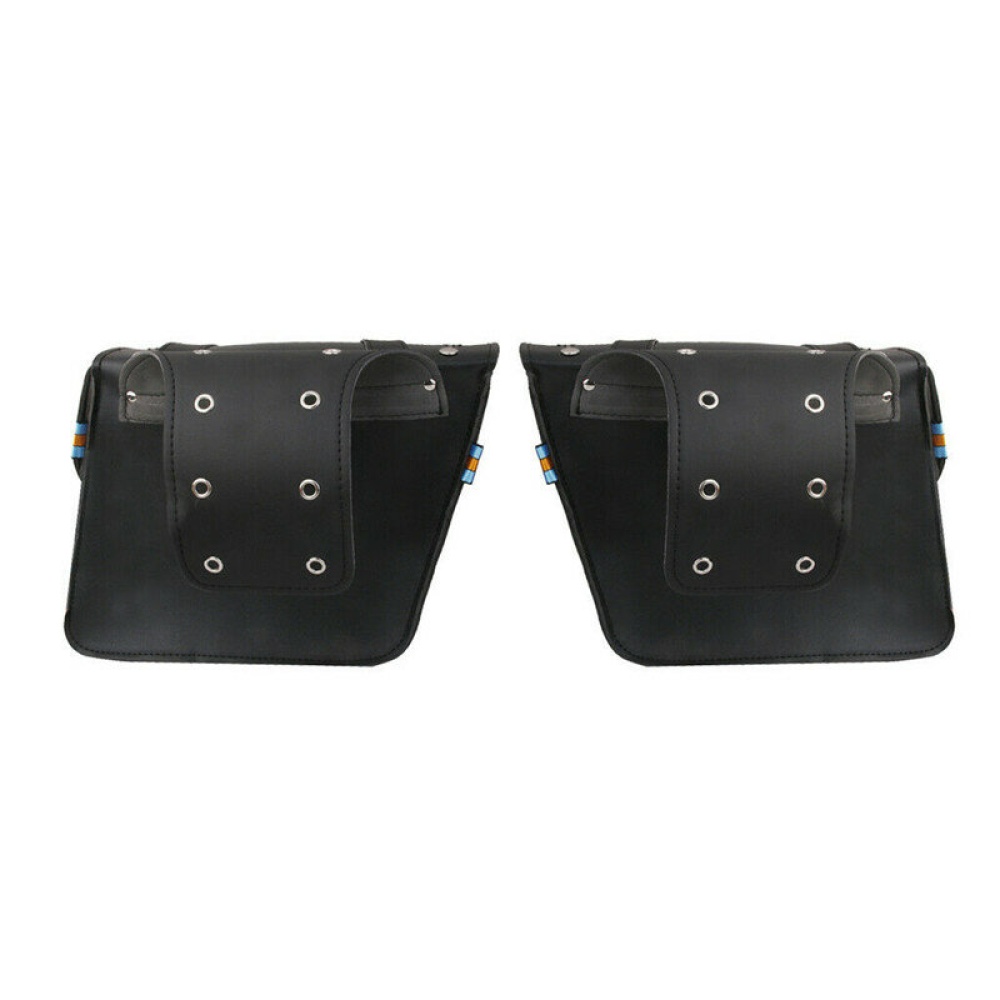 Pair Motorcycle Saddle Bags Cool PU Leather Waterproof Back Fashion Black - 2 - Image 2