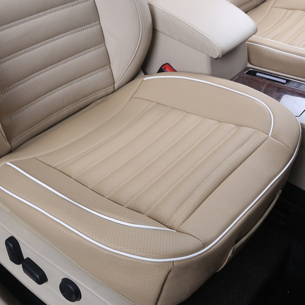 5/10/20PCS 50x50cm PU Leather Car Cushion Seat Chair Cover Black/Beige/Coffee Auto Interior Pad Mat - Beige 5pcs - Image 2