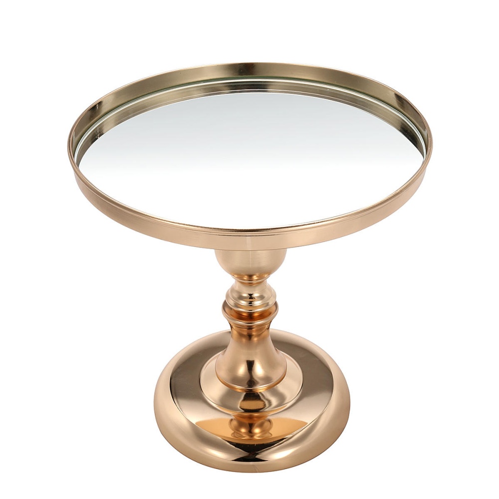 Gold Plated Mirror Cake Pan Stand Glass Round Wedding Display Pedestal 8 10 12 Inch - 12 Inch - Image 2