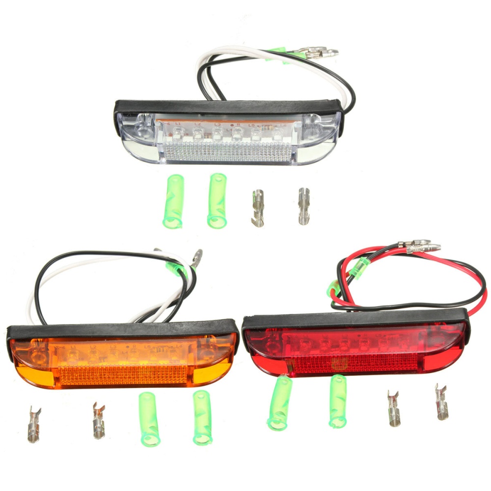 6 LED Clearance Side Marker Light Indicator Lamp Truck Trailer Lorry Van 12V 24V - Red - Image 2