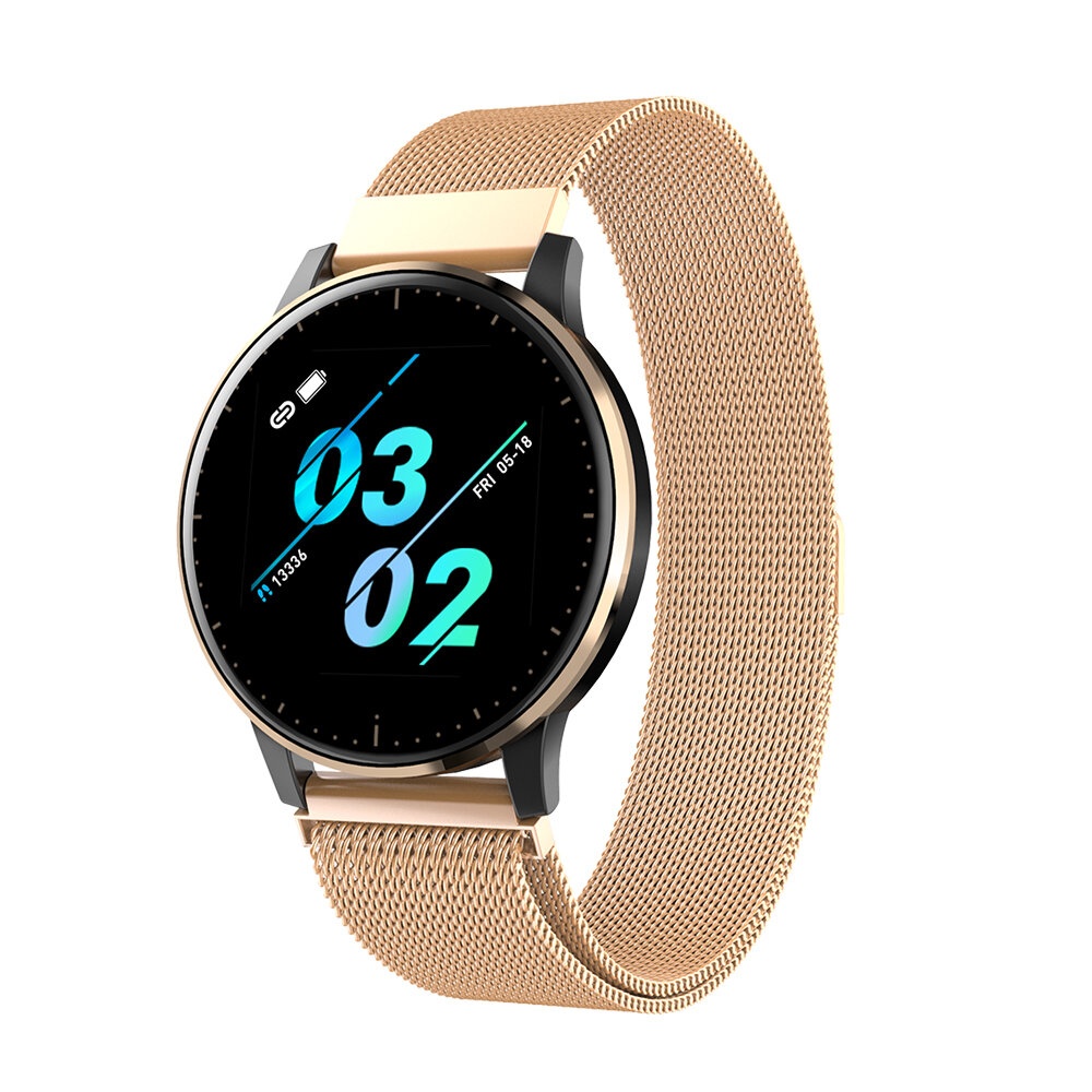 Bakeey Q20 Full Touch Steel Bande Bracelet Moniteur de frequence cardiaque et de pression arterielle Contrele de la musique Montre intelligente - Dore