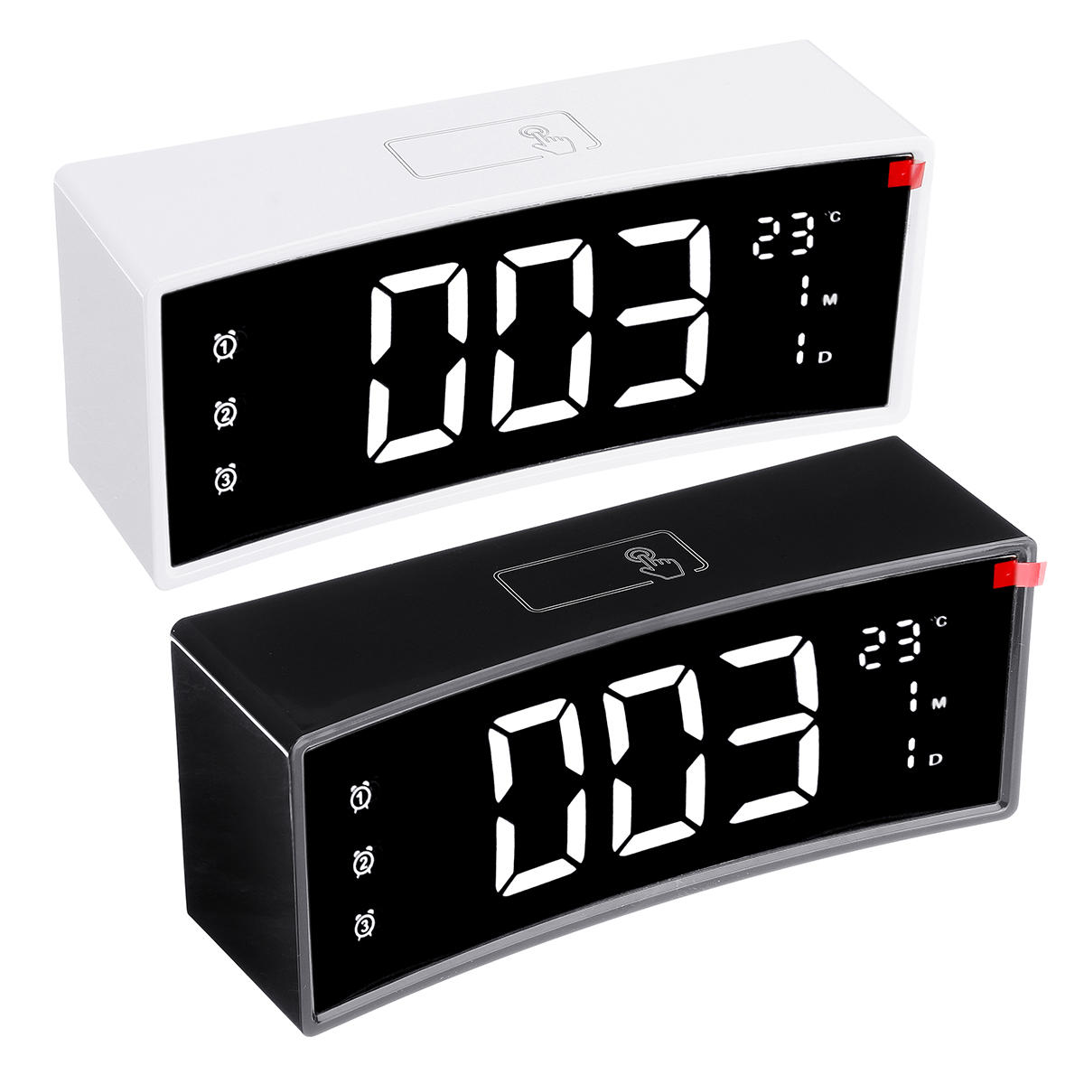 Arc LED Alarm Clock Digital Snooze Touch Control Table Clock Day Time Temperature Display Home Decoration - White - Image 2