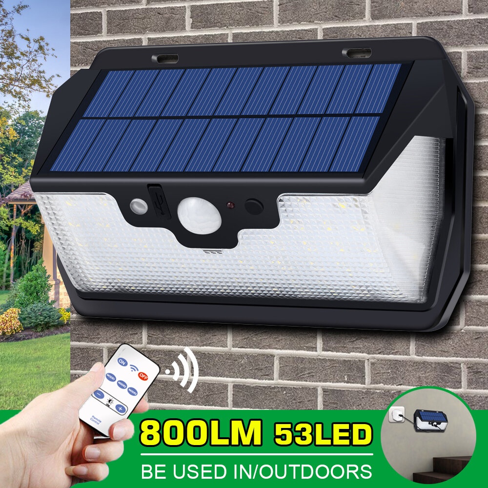 Bakeey 800LM 53LED Solar Remote Control Sensor Light Courtyard Wall Light - Image 2