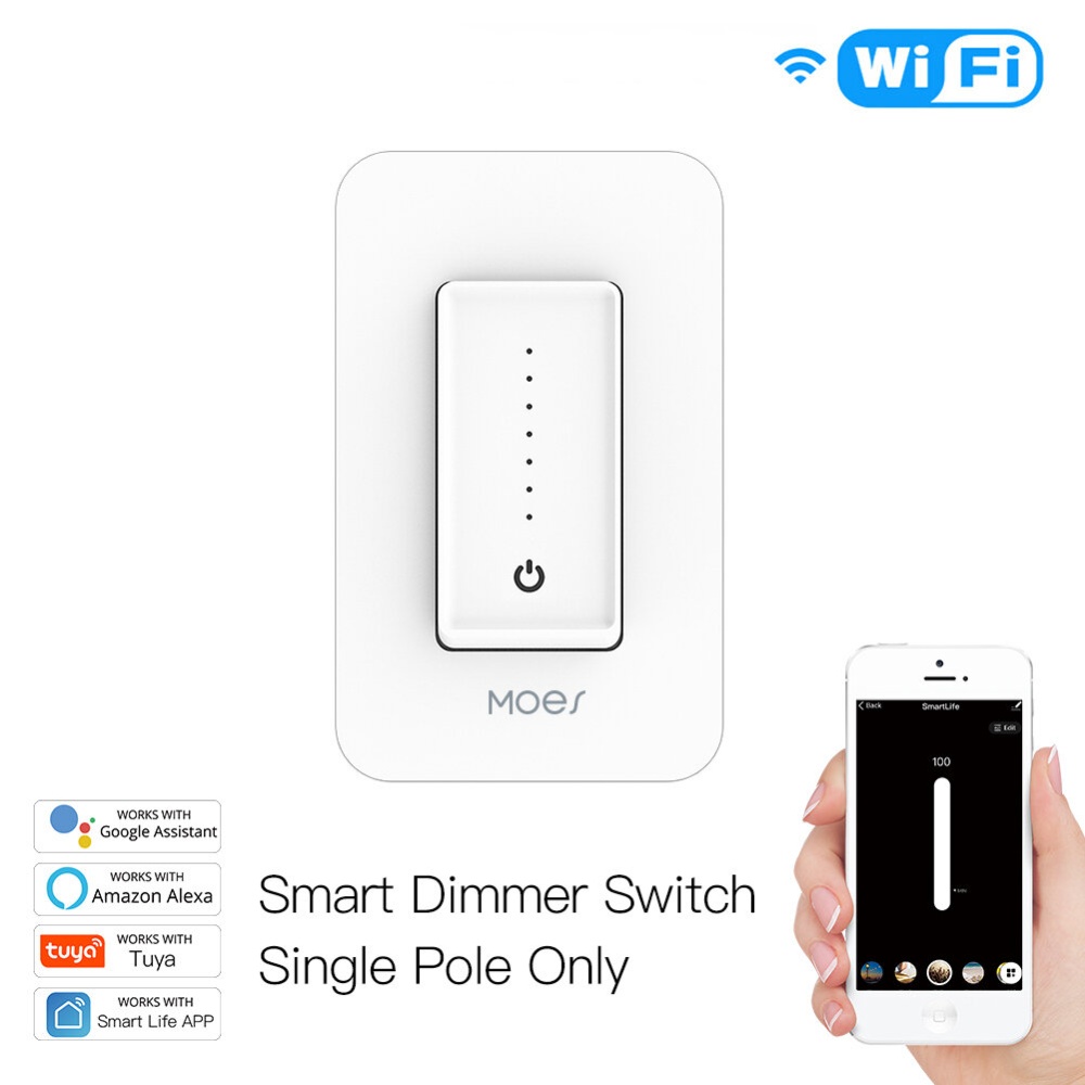 Moeshouse US WiFi Smart Light Dimmer Switch Smart Life/Tuya APP Compatible with Alexa Google Home for Voice Control No Hub Required
